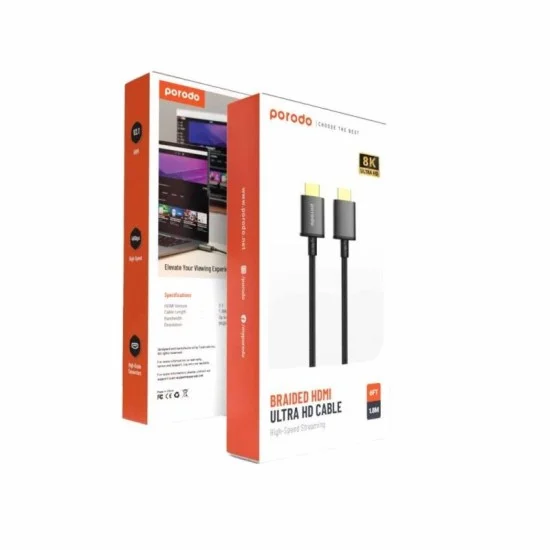 Porodo 8K Hmdi Pvc Cable 1.8M - Black